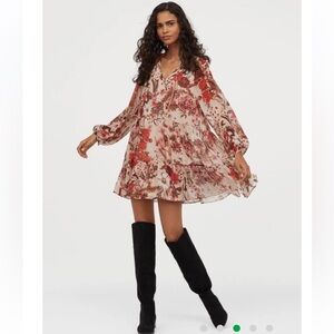 H&M Red and Cream Floral Maxi Dress